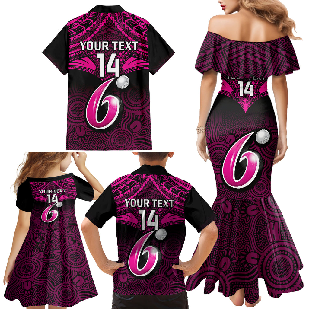 custom-sydney-sixers-cricket-family-matching-mermaid-dress-and-hawaiian-shirt-2023-unique-indigenous-art-mix-polynesian-pattern