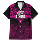 custom-sydney-sixers-cricket-family-matching-off-shoulder-maxi-dress-and-hawaiian-shirt-2023-unique-indigenous-art-mix-polynesian-pattern