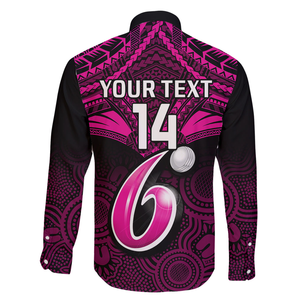 custom-sydney-sixers-cricket-family-matching-off-shoulder-maxi-dress-and-hawaiian-shirt-2023-unique-indigenous-art-mix-polynesian-pattern
