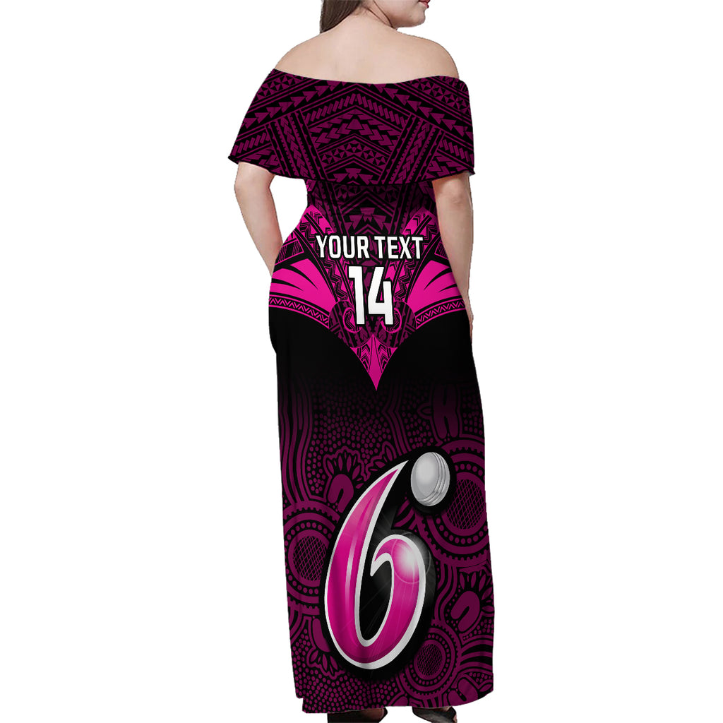 custom-sydney-sixers-cricket-family-matching-off-shoulder-maxi-dress-and-hawaiian-shirt-2023-unique-indigenous-art-mix-polynesian-pattern