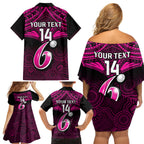 Custom Sydney Sixers Cricket Family Matching Off Shoulder Short Dress and Hawaiian Shirt 2023 Unique Indigenous Art Mix Polynesian Pattern LT14