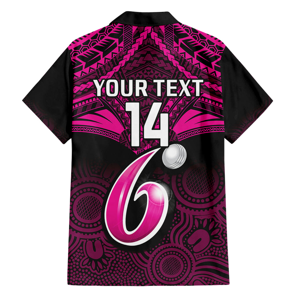Custom Sydney Sixers Cricket Family Matching Off Shoulder Short Dress and Hawaiian Shirt 2023 Unique Indigenous Art Mix Polynesian Pattern LT14