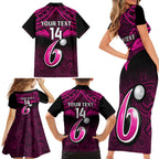 custom-sydney-sixers-cricket-family-matching-short-sleeve-bodycon-dress-and-hawaiian-shirt-2023-unique-indigenous-art-mix-polynesian-pattern