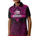custom-sydney-sixers-cricket-kid-polo-shirt-2023-unique-indigenous-art-mix-polynesian-pattern