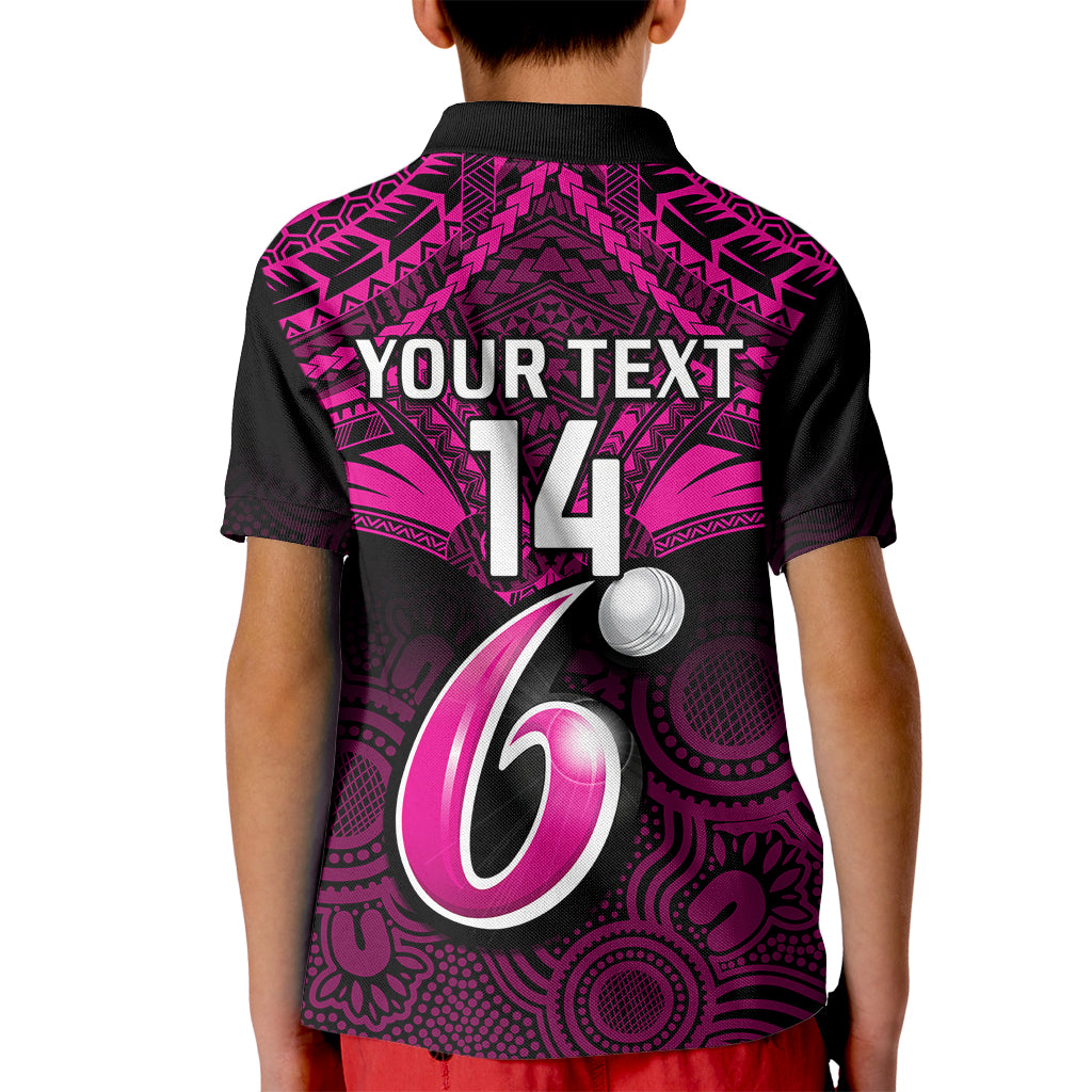custom-sydney-sixers-cricket-kid-polo-shirt-2023-unique-indigenous-art-mix-polynesian-pattern