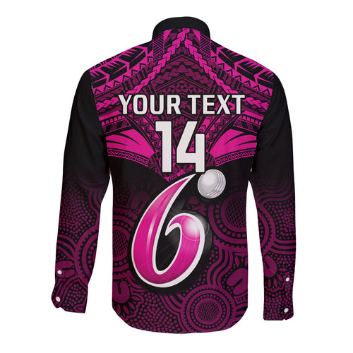 custom-sydney-sixers-cricket-long-sleeve-button-shirt-2023-unique-indigenous-art-mix-polynesian-pattern