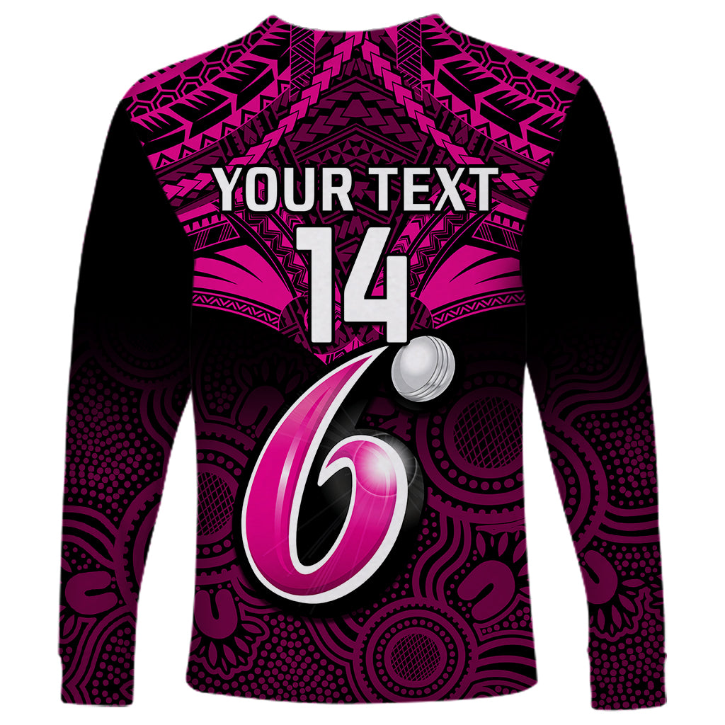 custom-sydney-sixers-cricket-long-sleeve-shirt-2023-unique-indigenous-art-mix-polynesian-pattern