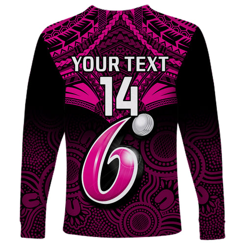 custom-sydney-sixers-cricket-long-sleeve-shirt-2023-unique-indigenous-art-mix-polynesian-pattern