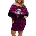 custom-sydney-sixers-cricket-off-shoulder-short-dress-2023-unique-indigenous-art-mix-polynesian-pattern