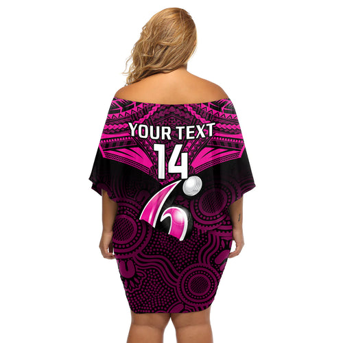 custom-sydney-sixers-cricket-off-shoulder-short-dress-2023-unique-indigenous-art-mix-polynesian-pattern