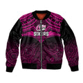 custom-sydney-sixers-cricket-sleeve-zip-bomber-jacket-2023-unique-indigenous-art-mix-polynesian-pattern