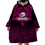 custom-sydney-sixers-cricket-wearable-blanket-hoodie-2023-unique-indigenous-art-mix-polynesian-pattern