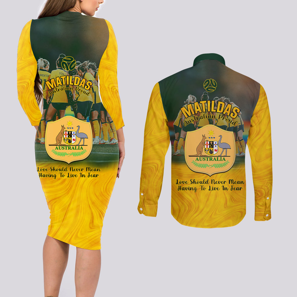 matildas-pride-couples-matching-long-sleeve-bodycon-dress-and-long-sleeve-button-shirts-lgbt-kangaroo-australian-proud