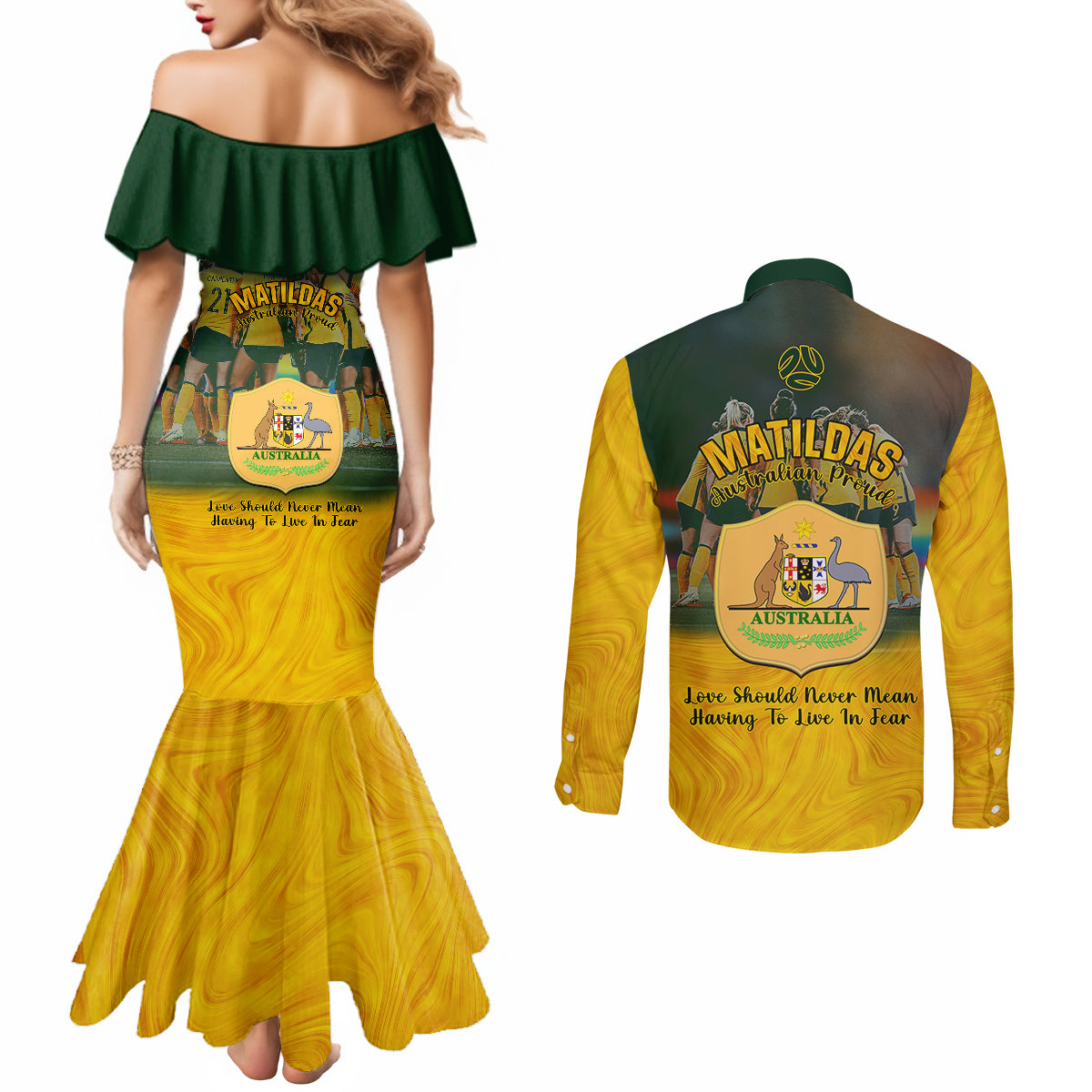 matildas-pride-couples-matching-mermaid-dress-and-long-sleeve-button-shirts-lgbt-kangaroo-australian-proud