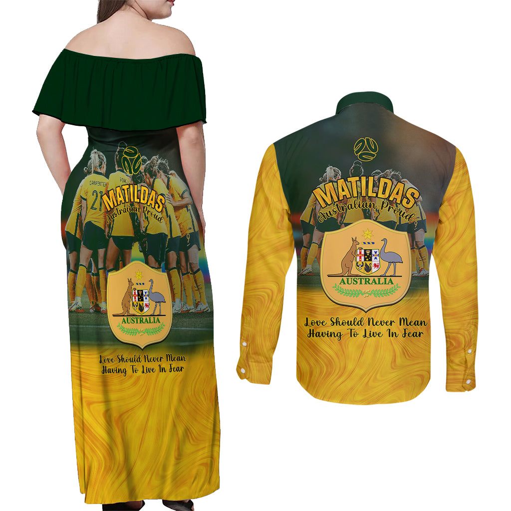 matildas-pride-couples-matching-off-shoulder-maxi-dress-and-long-sleeve-button-shirts-lgbt-kangaroo-australian-proud