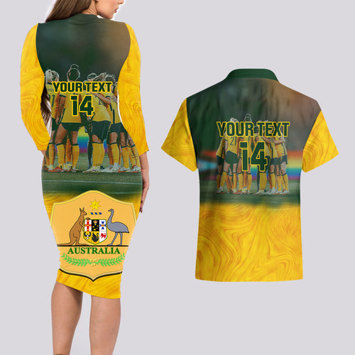 custom-matildas-pride-couples-matching-long-sleeve-bodycon-dress-and-hawaiian-shirt-lgbt-kangaroo-australian-proud
