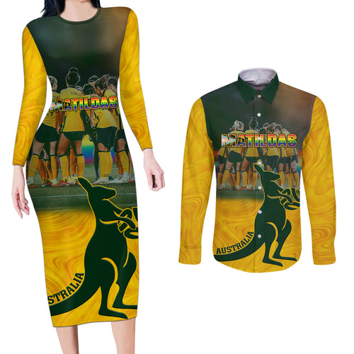 custom-matildas-pride-couples-matching-long-sleeve-bodycon-dress-and-long-sleeve-button-shirts-lgbt-kangaroo-australian-proud