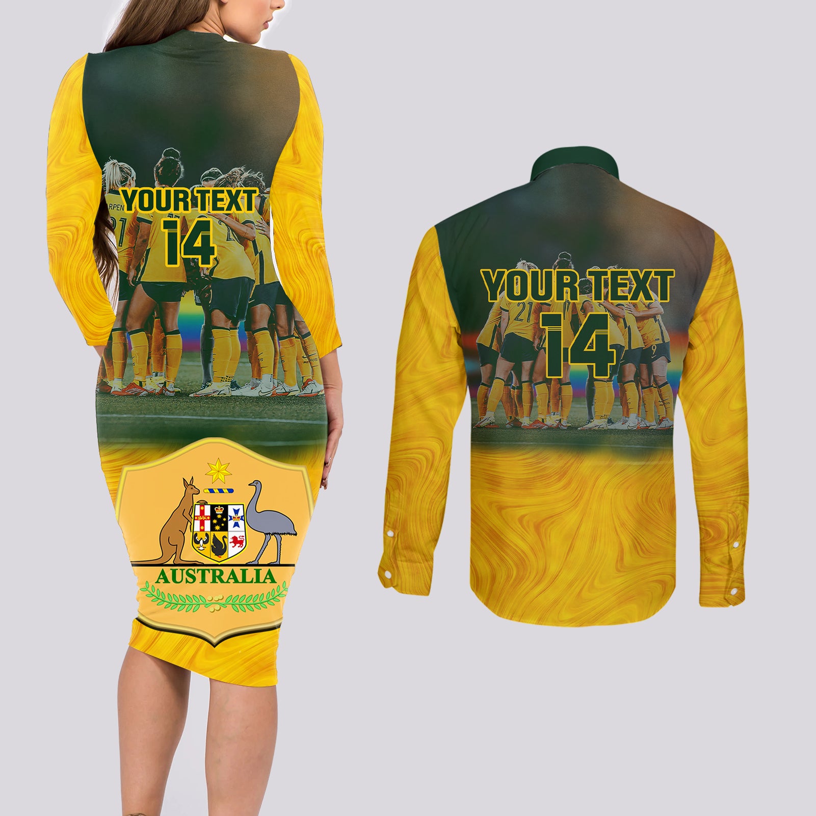 custom-matildas-pride-couples-matching-long-sleeve-bodycon-dress-and-long-sleeve-button-shirts-lgbt-kangaroo-australian-proud
