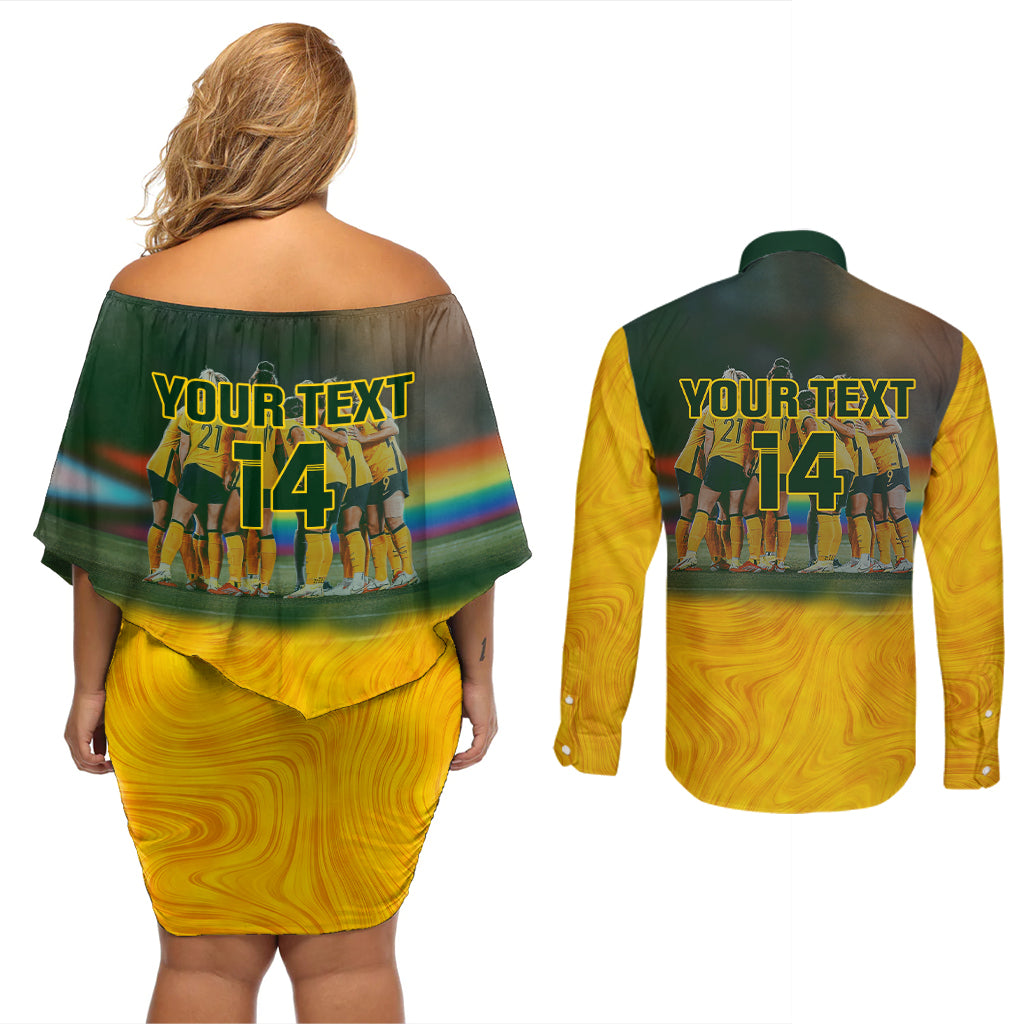 custom-matildas-pride-couples-matching-off-shoulder-short-dress-and-long-sleeve-button-shirts-lgbt-kangaroo-australian-proud
