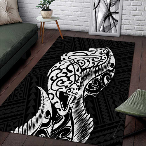 New Zealand Eel Area Rug Tuna Aotearoa Maori Patten - Black