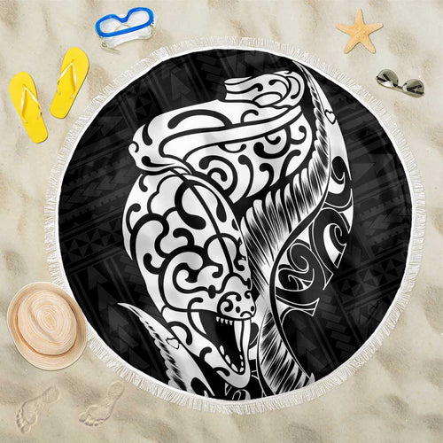 New Zealand Eel Beach Blanket Tuna Aotearoa Maori Patten - Black