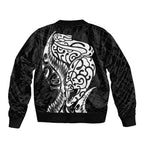 New Zealand Eel Bomber Jacket Tuna Aotearoa Maori Patten - Black