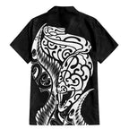 New Zealand Eel Family Matching Mermaid Dress and Hawaiian Shirt Tuna Aotearoa Maori Patten - Black