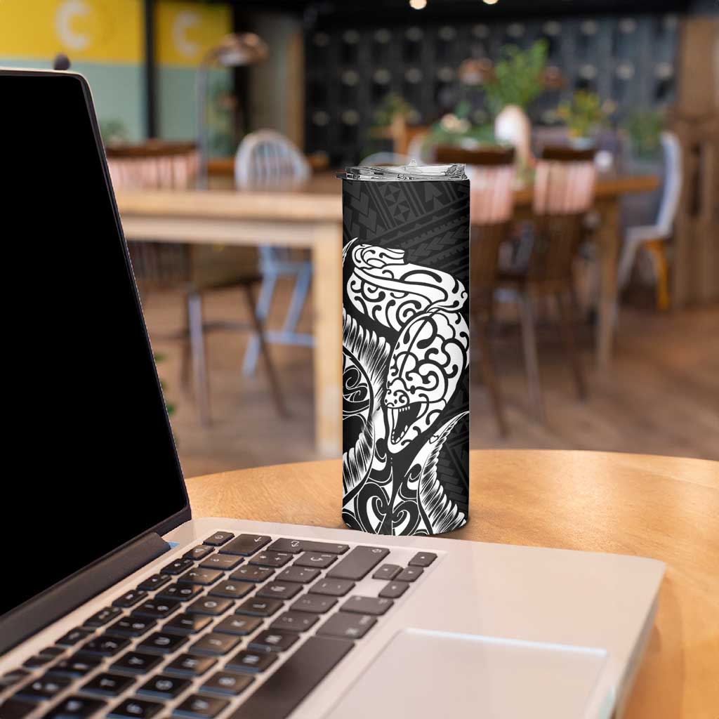 New Zealand Eel Skinny Tumbler Tuna Aotearoa Maori Patten - Black