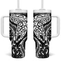 New Zealand Eel Tumbler With Handle Tuna Aotearoa Maori Patten - Black