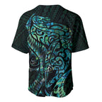 New Zealand Eel Baseball Jersey Tuna Aotearoa Maori With Paua Shell - Turquoise