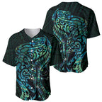 New Zealand Eel Baseball Jersey Tuna Aotearoa Maori With Paua Shell - Turquoise