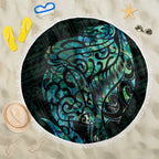 New Zealand Eel Beach Blanket Tuna Aotearoa Maori With Paua Shell - Turquoise