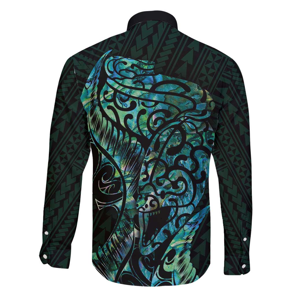 New Zealand Eel Family Matching Short Sleeve Bodycon Dress and Hawaiian Shirt Tuna Aotearoa Maori With Paua Shell - Turquoise