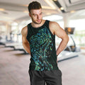 New Zealand Eel Men Tank Top Tuna Aotearoa Maori With Paua Shell - Turquoise
