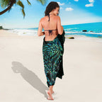 New Zealand Eel Sarong Tuna Aotearoa Maori With Paua Shell - Turquoise