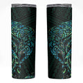 New Zealand Eel Skinny Tumbler Tuna Aotearoa Maori With Paua Shell - Turquoise