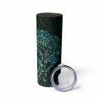 New Zealand Eel Skinny Tumbler Tuna Aotearoa Maori With Paua Shell - Turquoise