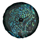 New Zealand Eel Spare Tire Cover Tuna Aotearoa Maori With Paua Shell - Turquoise