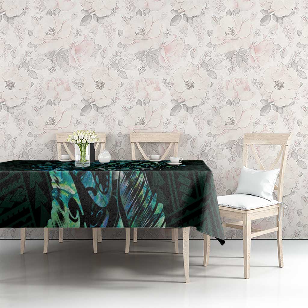 New Zealand Eel Tablecloth Tuna Aotearoa Maori With Paua Shell - Turquoise
