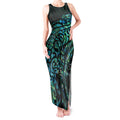 New Zealand Eel Tank Maxi Dress Tuna Aotearoa Maori With Paua Shell - Turquoise