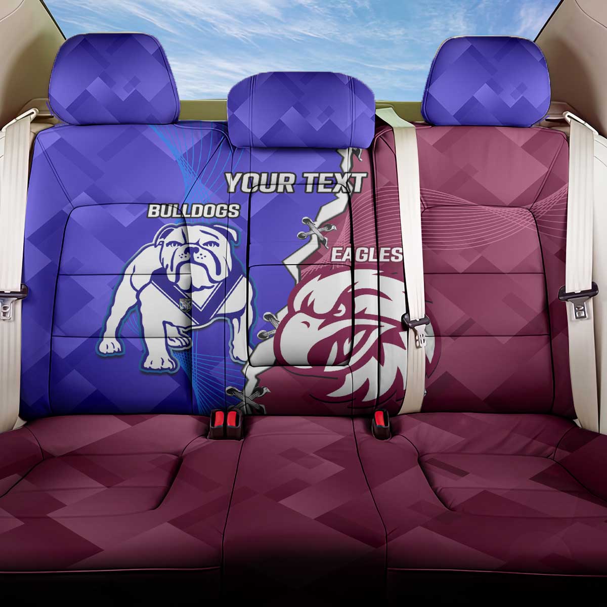 Personalised Bulldogs And Eagles Rugby Back Car Seat Cover Dynamic Style