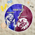 Personalised Bulldogs And Eagles Rugby Beach Blanket Dynamic Style