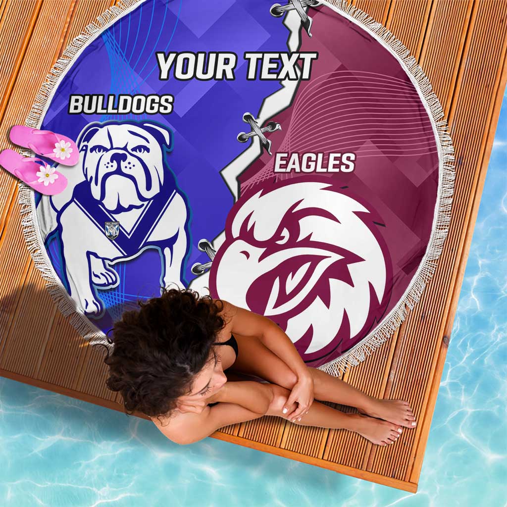 Personalised Bulldogs And Eagles Rugby Beach Blanket Dynamic Style