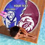 Personalised Bulldogs And Eagles Rugby Beach Blanket Dynamic Style