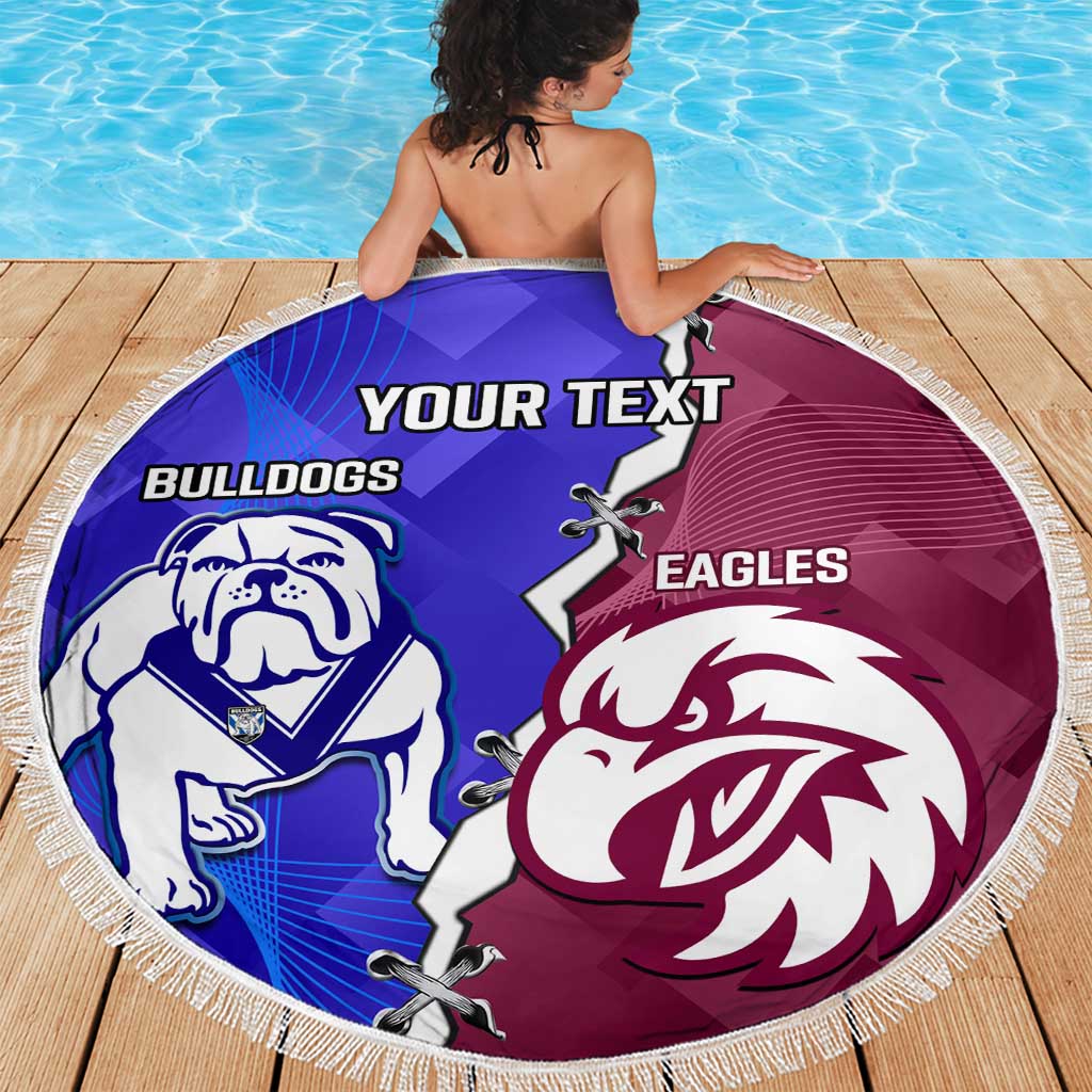 Personalised Bulldogs And Eagles Rugby Beach Blanket Dynamic Style