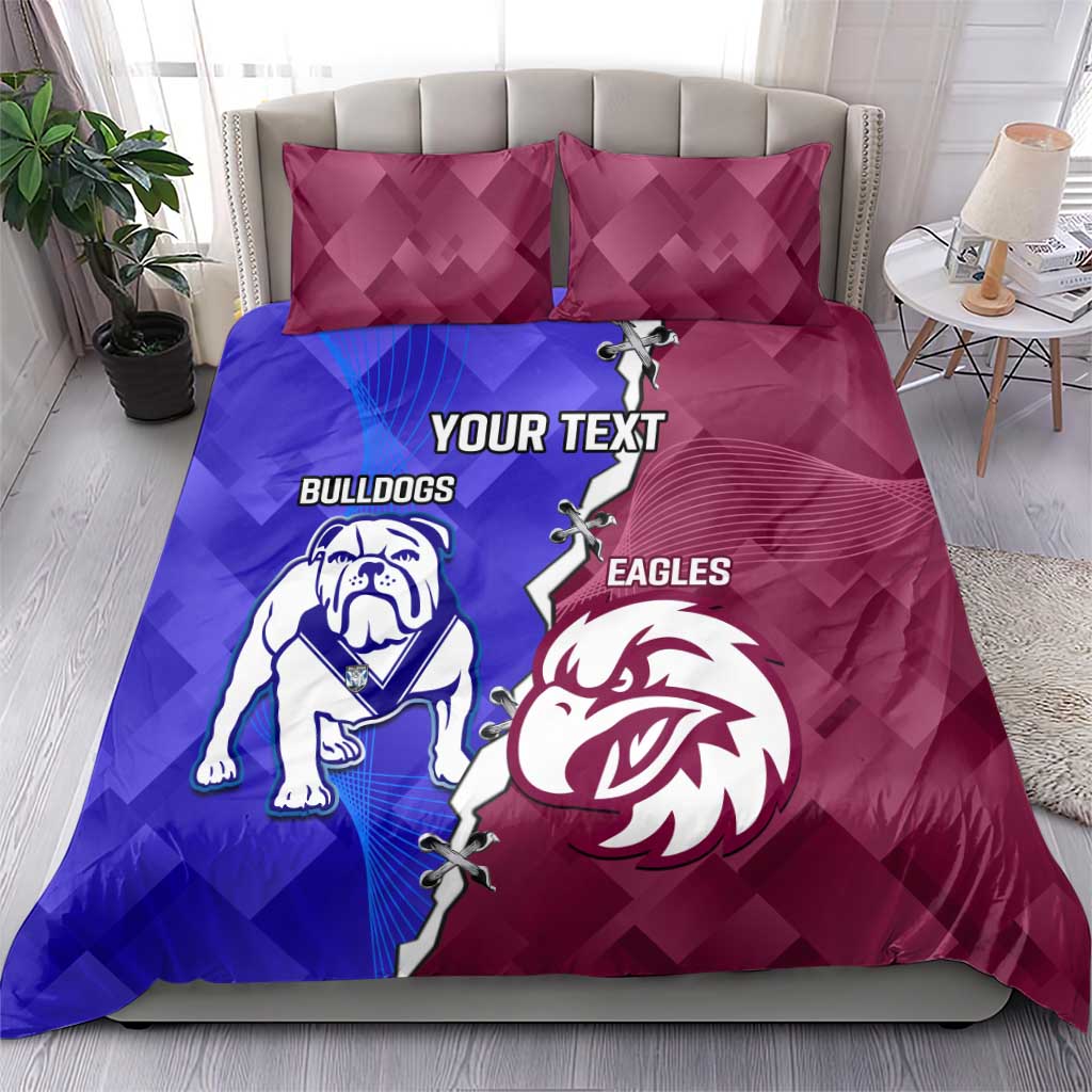 Personalised Bulldogs And Eagles Rugby Bedding Set Dynamic Style
