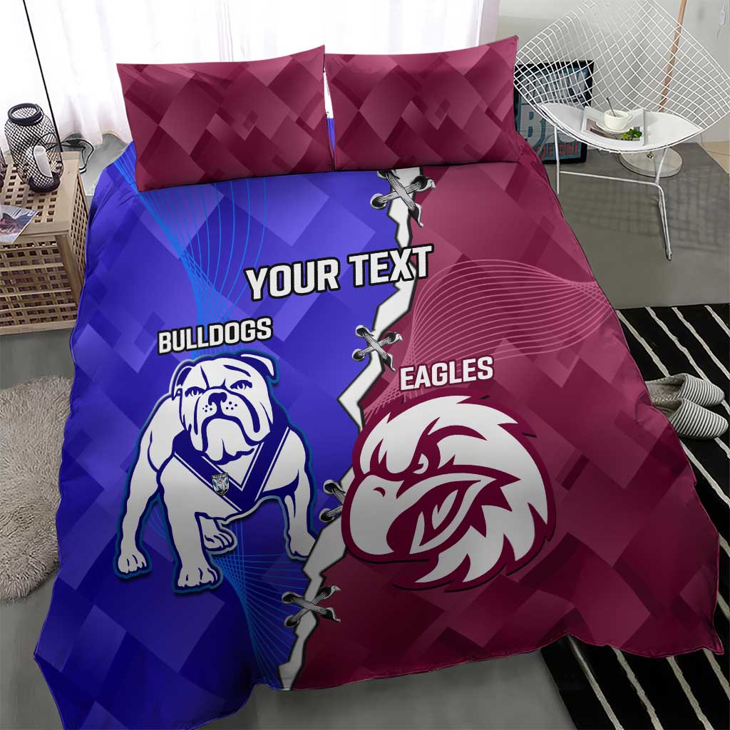 Personalised Bulldogs And Eagles Rugby Bedding Set Dynamic Style