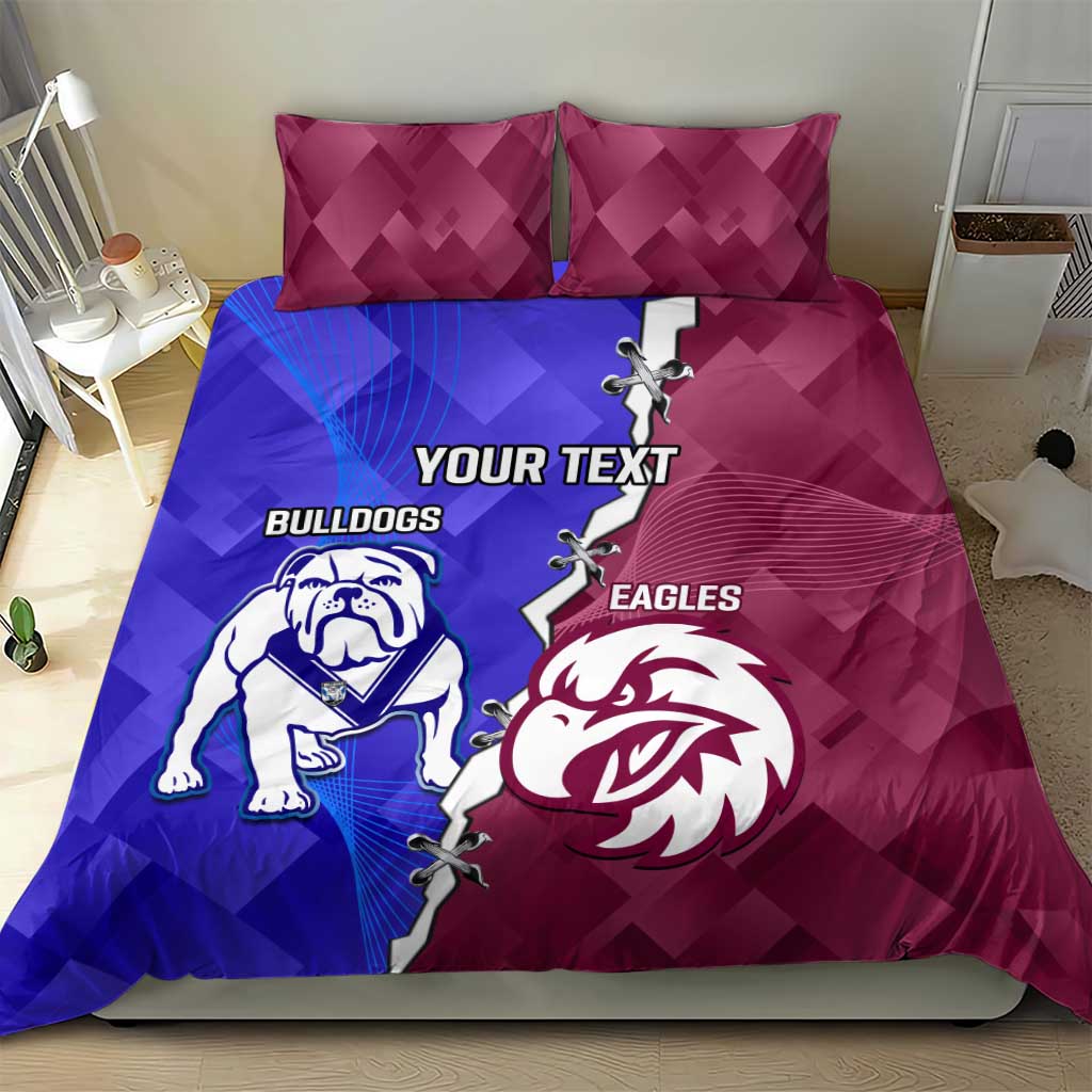 Personalised Bulldogs And Eagles Rugby Bedding Set Dynamic Style