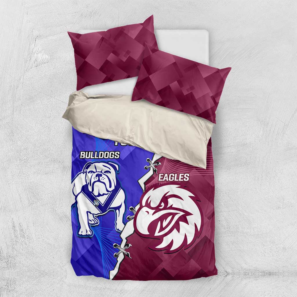 Personalised Bulldogs And Eagles Rugby Bedding Set Dynamic Style