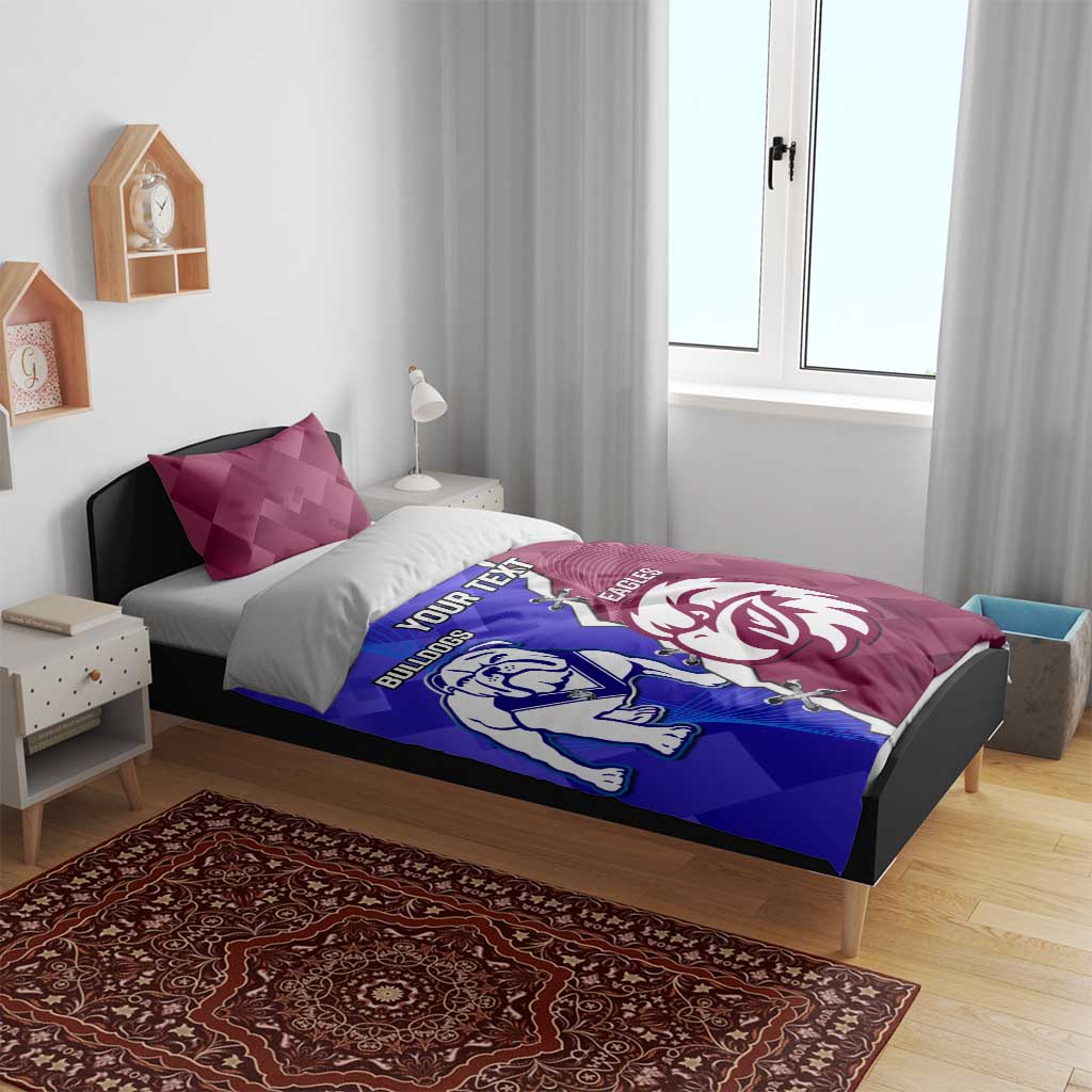 Personalised Bulldogs And Eagles Rugby Bedding Set Dynamic Style